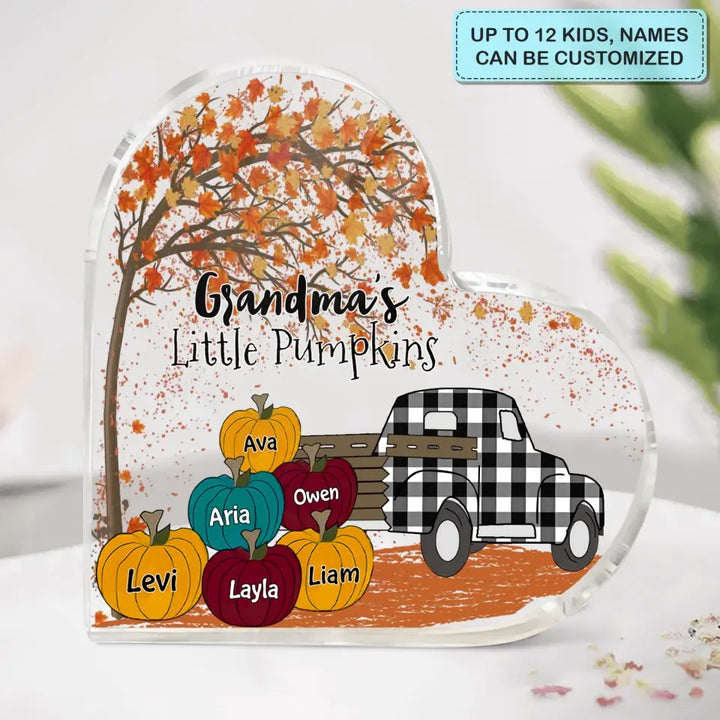 Personalized Custom Heart-shaped Acrylic Plaque - Mother's Day Gift For Mom, Grandma - Nana's Little Pumpkin