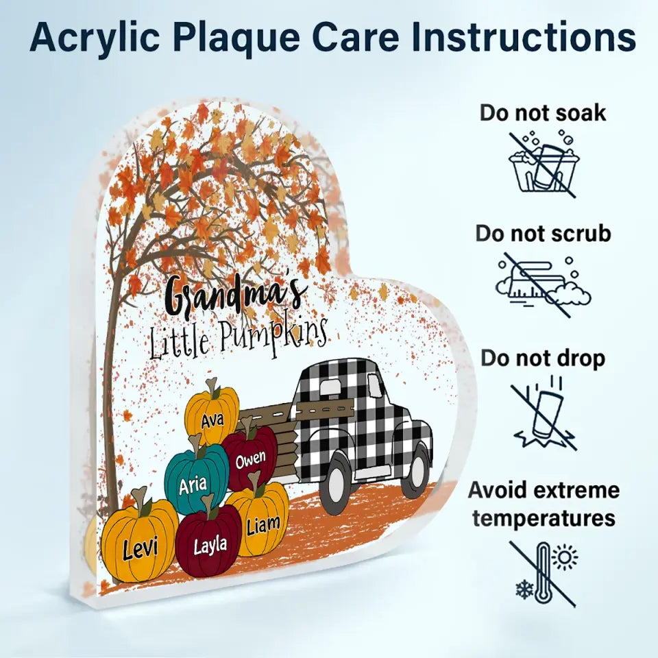 Personalized Custom Heart-shaped Acrylic Plaque - Mother's Day Gift For Mom, Grandma - Nana's Little Pumpkin