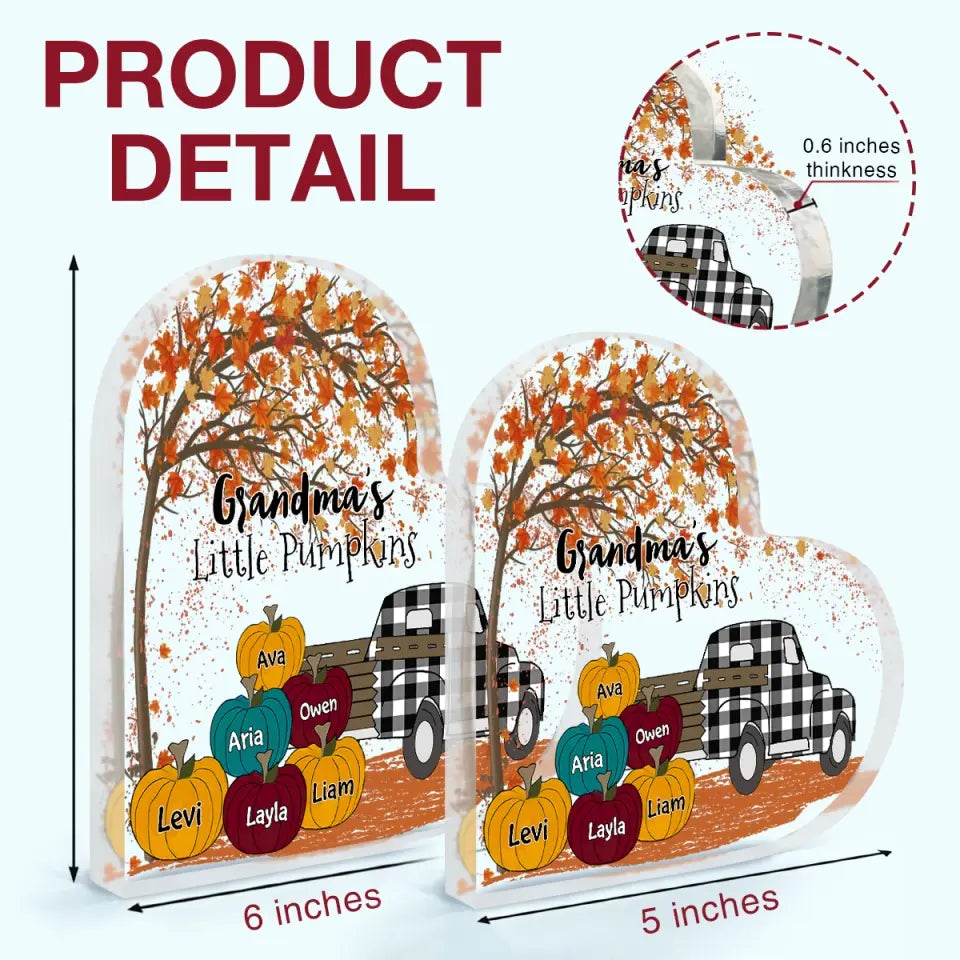 Personalized Custom Heart-shaped Acrylic Plaque - Mother's Day Gift For Mom, Grandma - Nana's Little Pumpkin