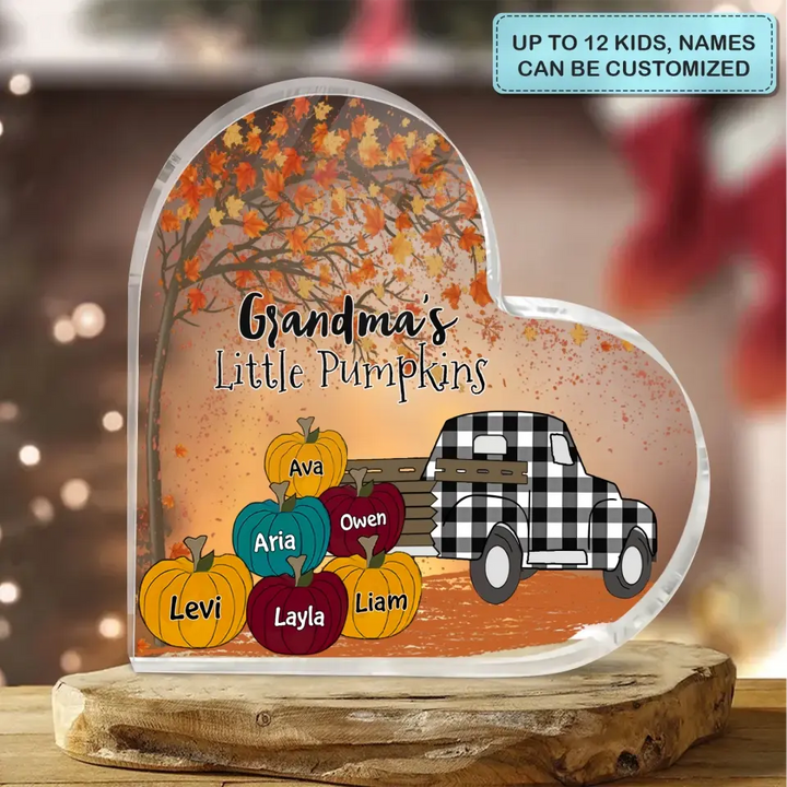 Personalized Custom Heart-shaped Acrylic Plaque - Mother's Day Gift For Mom, Grandma - Nana's Little Pumpkin