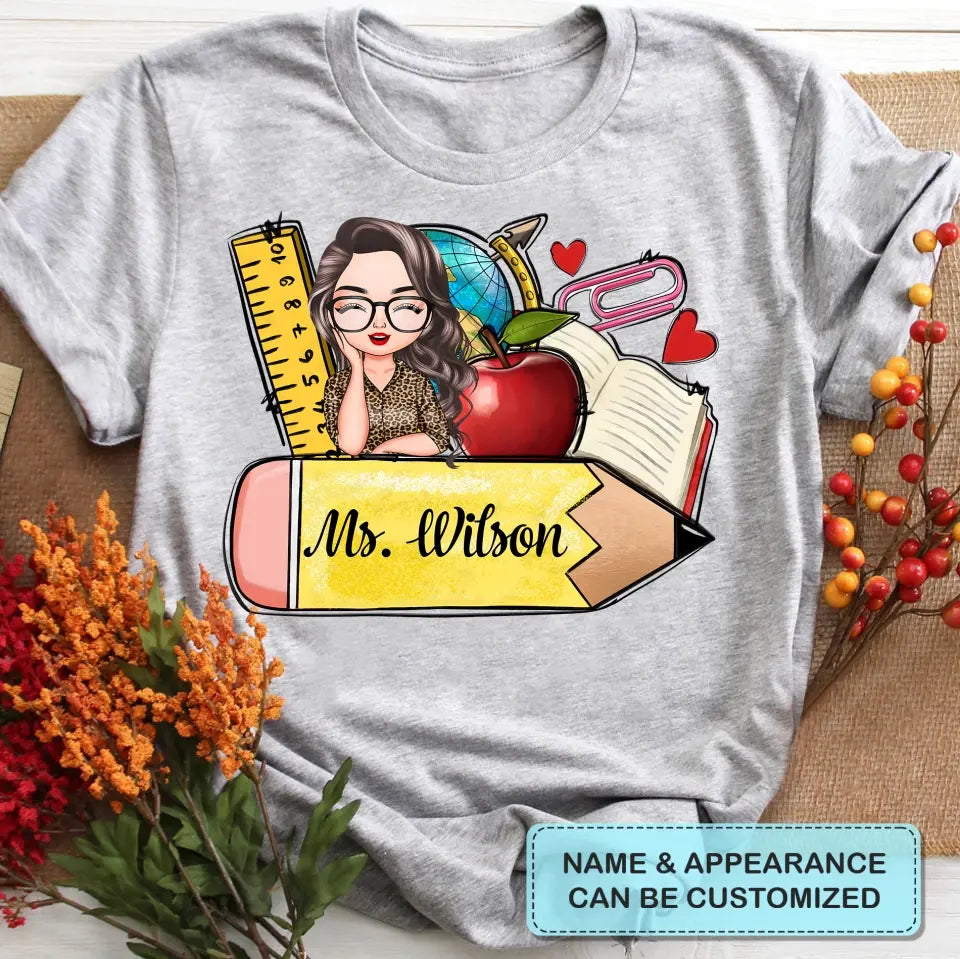 Personalized Custom T-shirt - Teacher's Day, Appreciation Gift For Teacher - Yellow Pencil Teacher Shirt