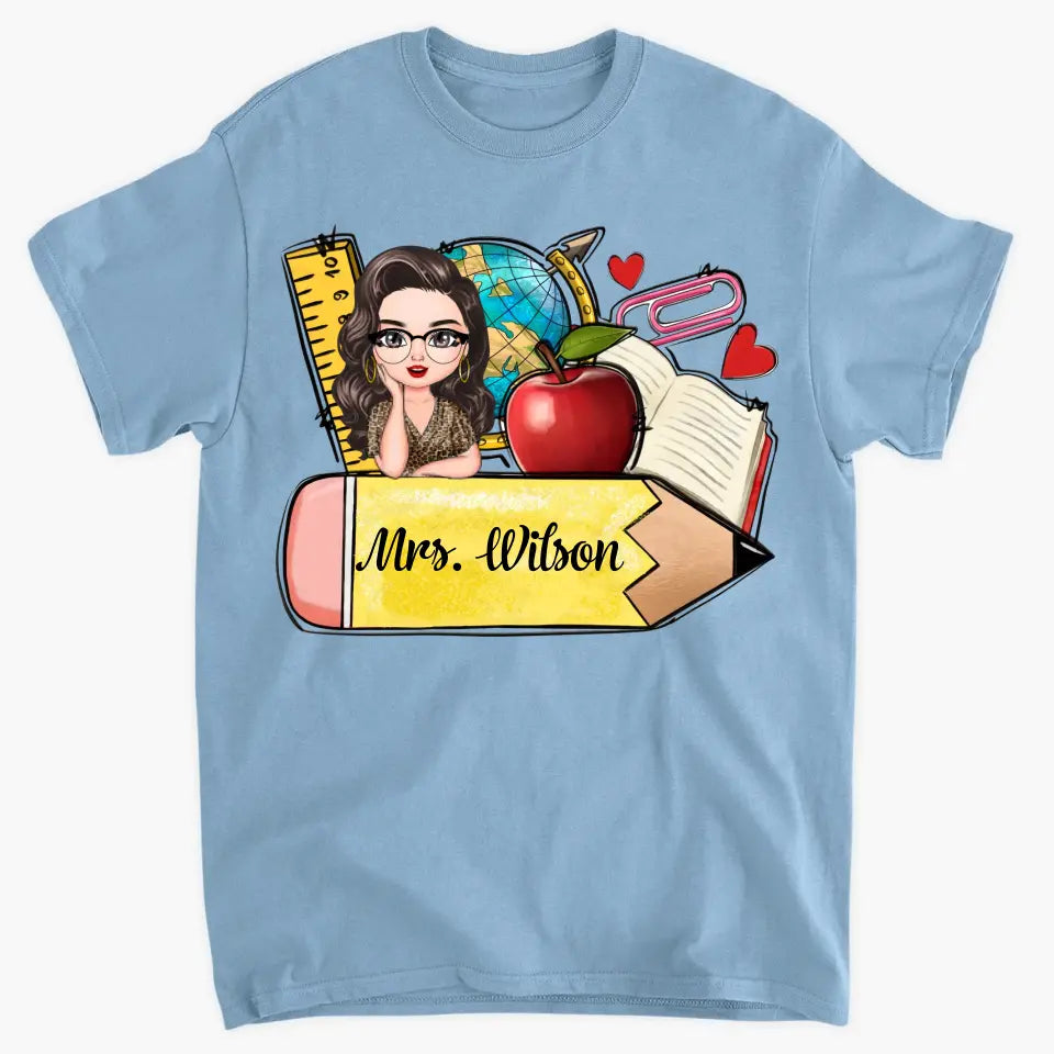 Personalized Custom T-shirt - Teacher's Day, Appreciation Gift For Teacher - Yellow Pencil Teacher Shirt