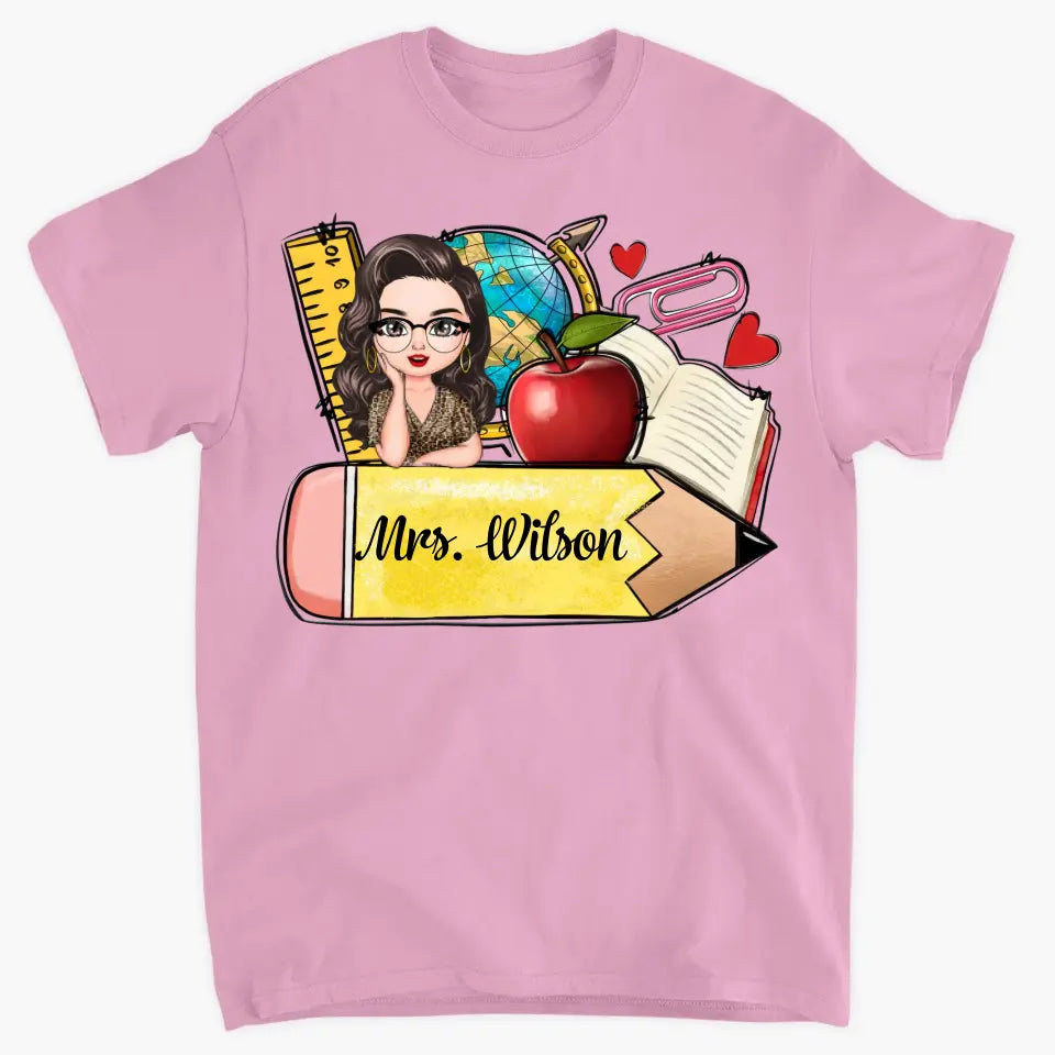 Personalized Custom T-shirt - Teacher's Day, Appreciation Gift For Teacher - Yellow Pencil Teacher Shirt
