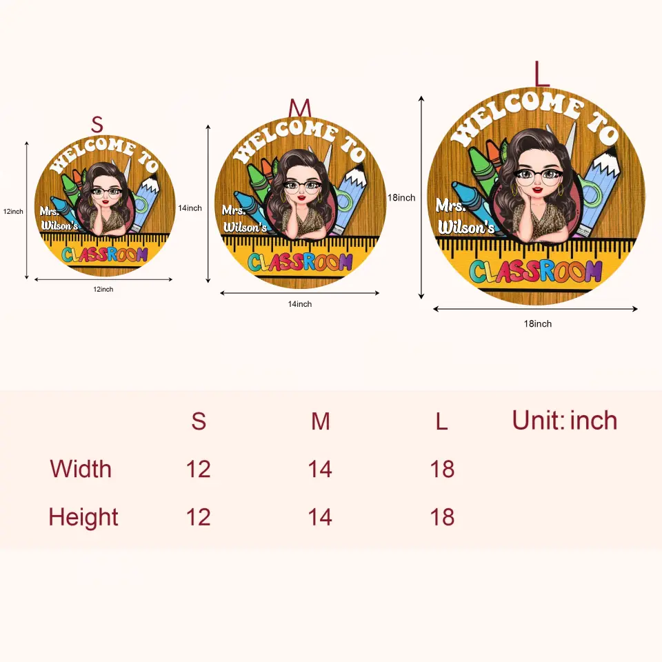 Personalized Custom Door Sign - Teacher's Day, Appreciation Gift For Teacher - Welcome To Classsroom Apple