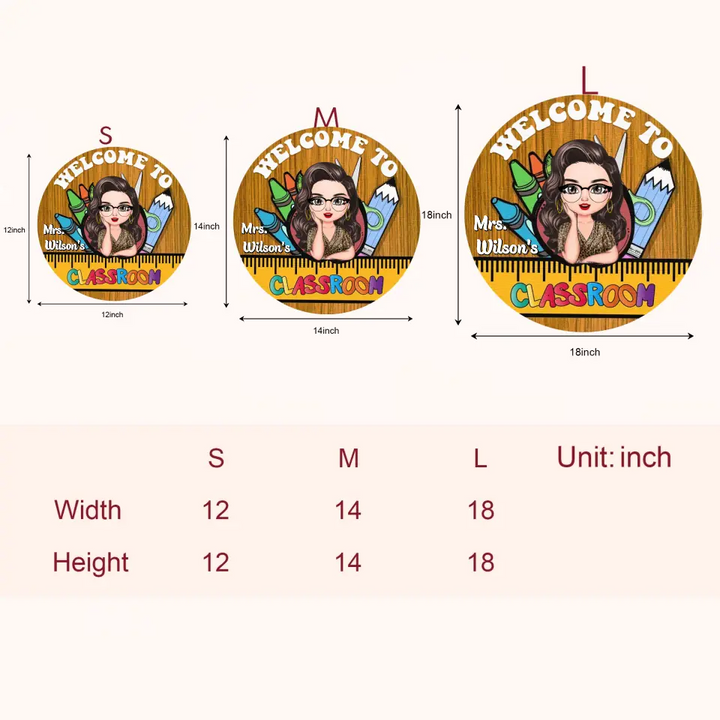 Personalized Custom Door Sign - Teacher's Day, Appreciation Gift For Teacher - Welcome To Classsroom Apple