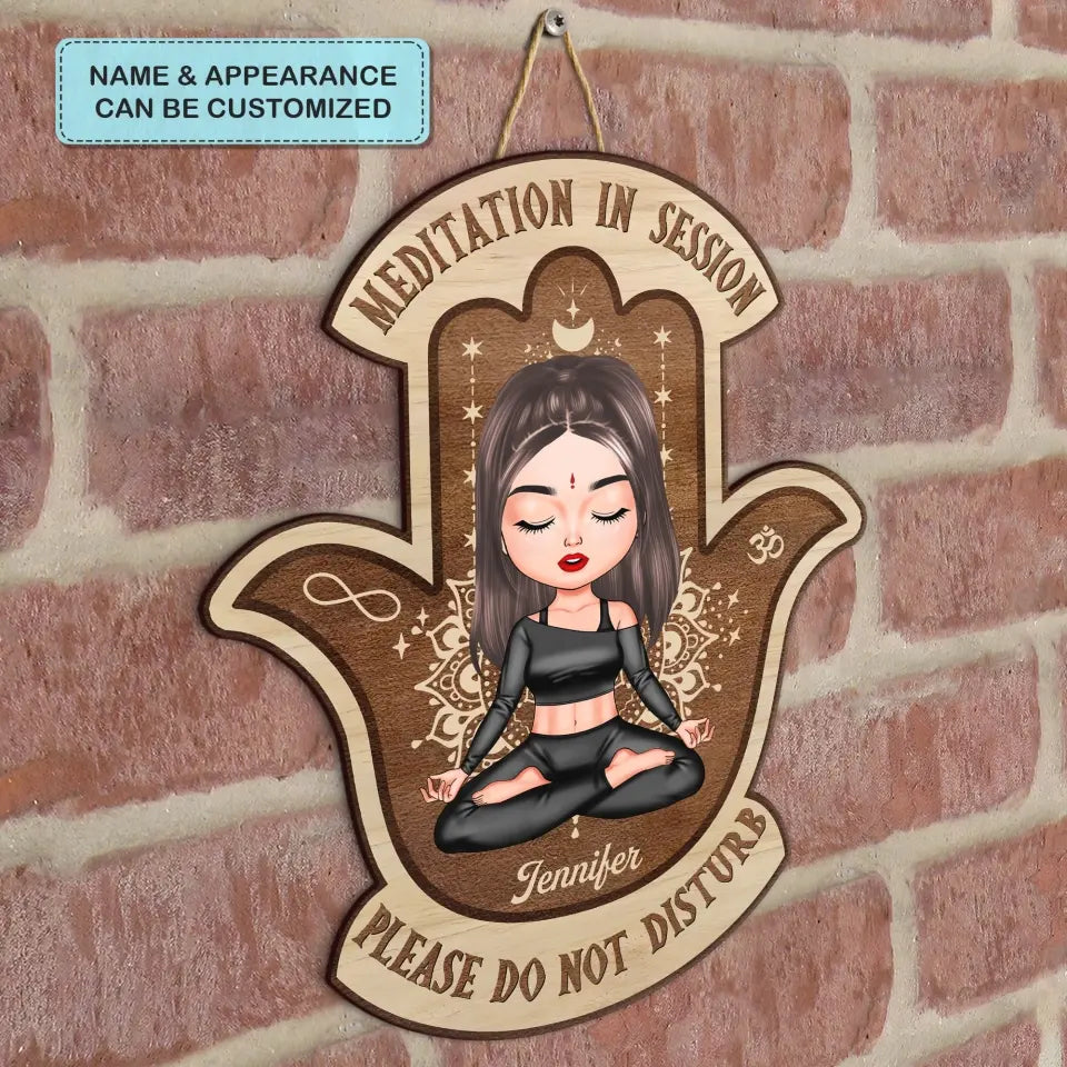 Personalized Custom Door Sign - Birthday Gift For Yoga Lover - Meditation In Session