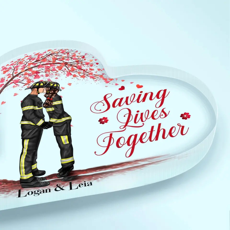 Personalized Custom Heart-shaped Acrylic Plaque - Anniversary Gift For Couple - It's A Beautiful Day To Save Lives