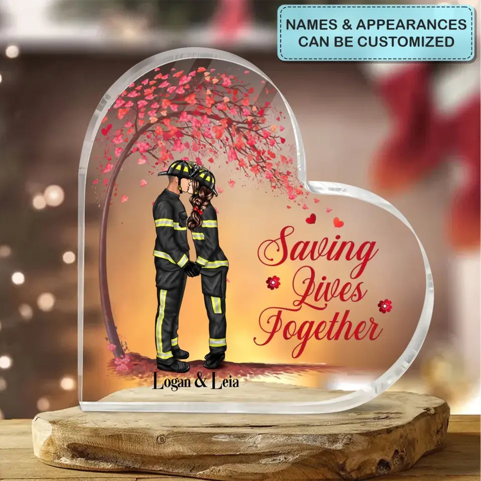 Personalized Custom Heart-shaped Acrylic Plaque - Anniversary Gift For Couple - It's A Beautiful Day To Save Lives