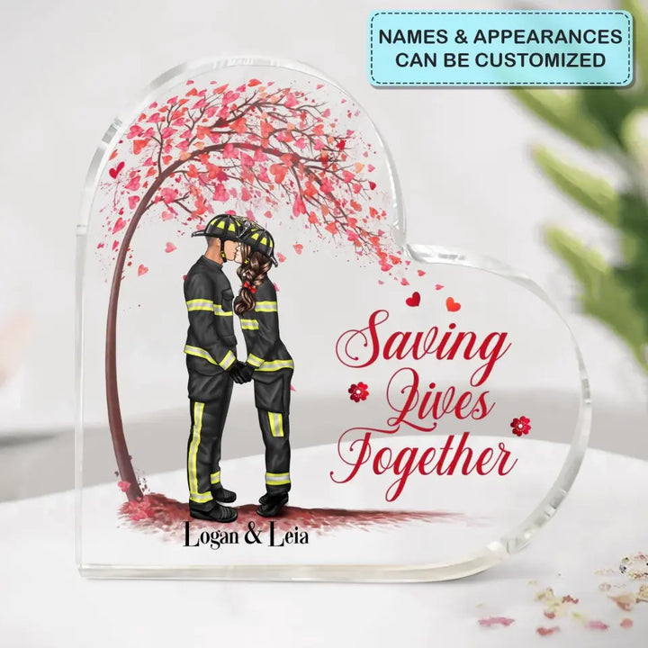 Personalized Custom Heart-shaped Acrylic Plaque - Anniversary Gift For Couple - It's A Beautiful Day To Save Lives