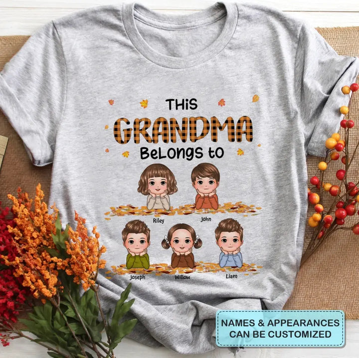 Personalized Custom T-shirt - Gift For Grandma - This Grandma Belongs To Her Grandkids Fall