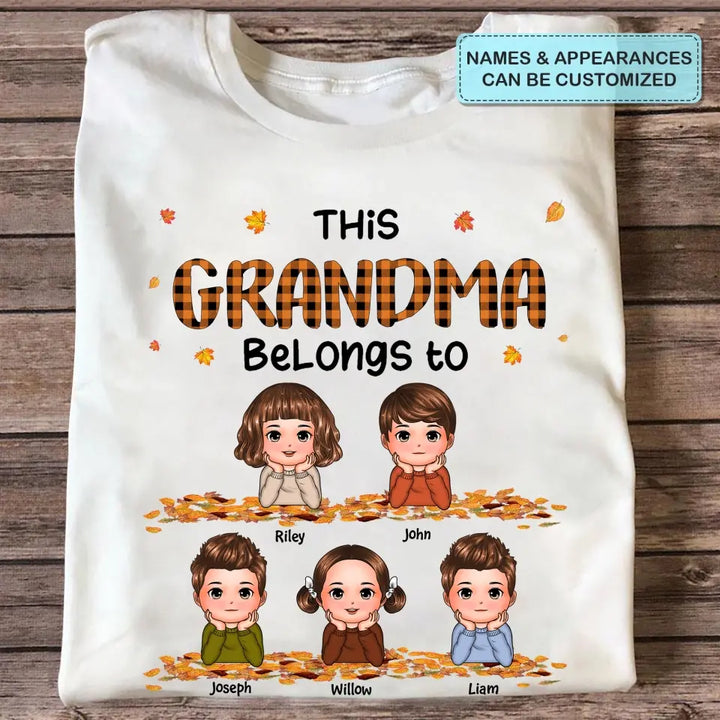 Personalized Custom T-shirt - Gift For Grandma - This Grandma Belongs To Her Grandkids Fall