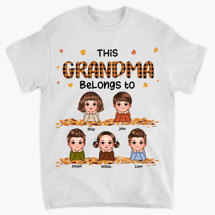 Personalized Custom T-shirt - Gift For Grandma - This Grandma Belongs To Her Grandkids Fall