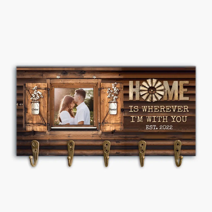 Personalized Custom Key Holder - Anniversary Gift For Couple - Home Is Where I'm With You