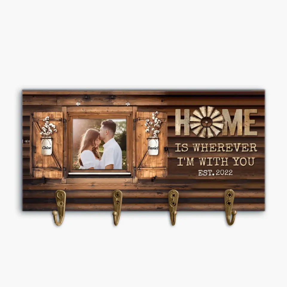 Personalized Custom Key Holder - Anniversary Gift For Couple - Home Is Where I'm With You