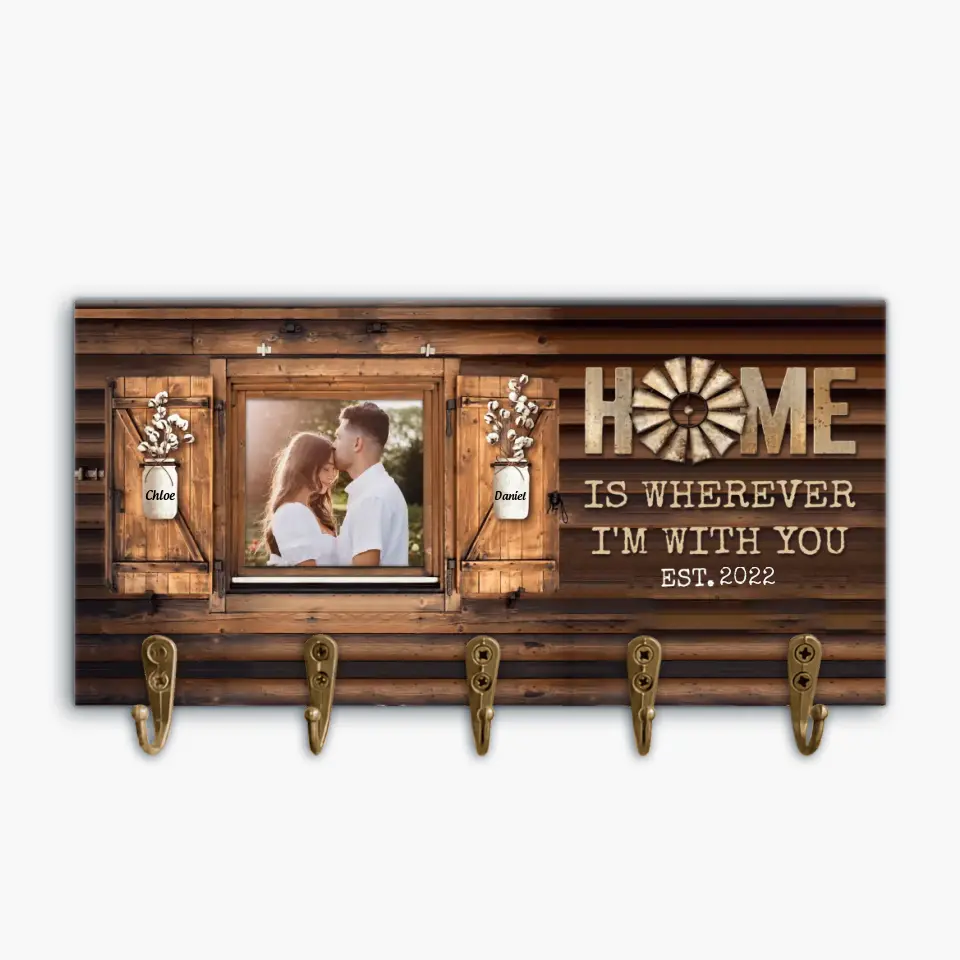 Personalized Custom Key Holder - Anniversary Gift For Couple - Home Is Where I'm With You