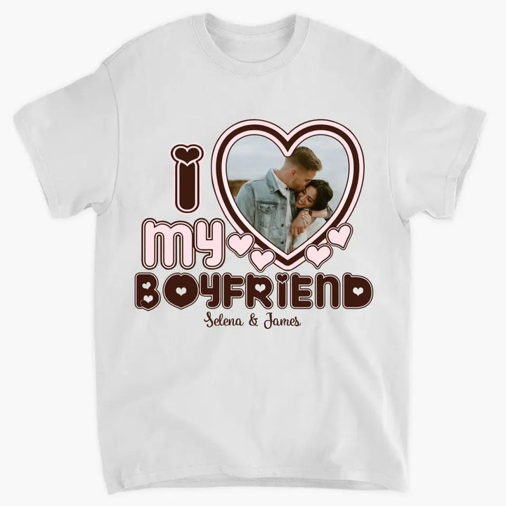 Personalized Custom T-shirt - Anniversary Gift For Couple - I Love My Girlfriend
