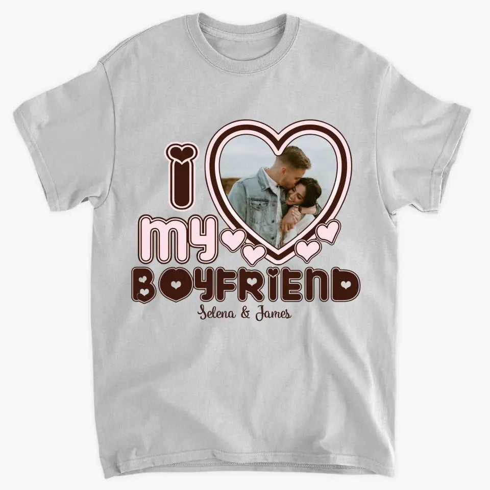 Personalized Custom T-shirt - Anniversary Gift For Couple - I Love My Girlfriend