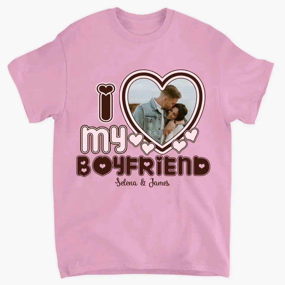 Personalized Custom T-shirt - Anniversary Gift For Couple - I Love My Girlfriend