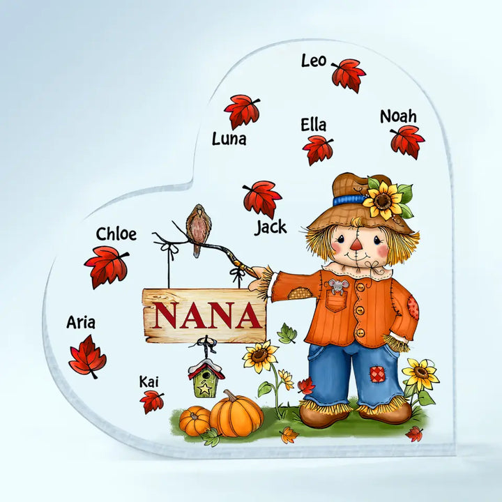 Personalized Custom Heart-shaped Acrylic Plaque - Mother's Day Gift For Mom, Grandma - Grandkids Fall