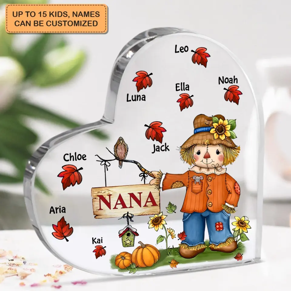 Personalized Custom Heart-shaped Acrylic Plaque - Mother's Day Gift For Mom, Grandma - Grandkids Fall