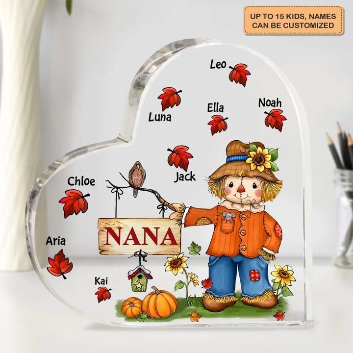 Personalized Custom Heart-shaped Acrylic Plaque - Mother's Day Gift For Mom, Grandma - Grandkids Fall