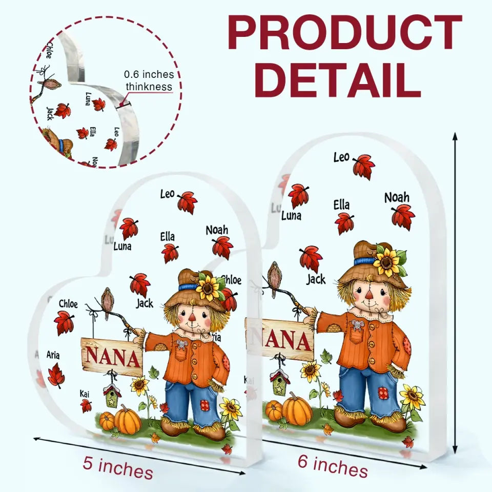 Personalized Custom Heart-shaped Acrylic Plaque - Mother's Day Gift For Mom, Grandma - Grandkids Fall