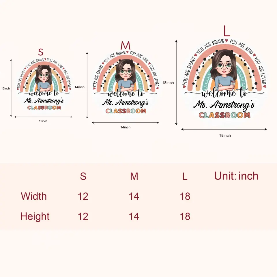 Personalized Custom Door Sign - Teacher's Day, Appreciation Gift For Teacher - You Are Smart, You Are Brave In My Class