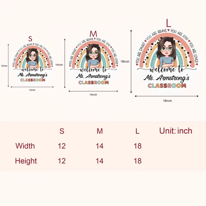 Personalized Custom Door Sign - Teacher's Day, Appreciation Gift For Teacher - You Are Smart, You Are Brave In My Class