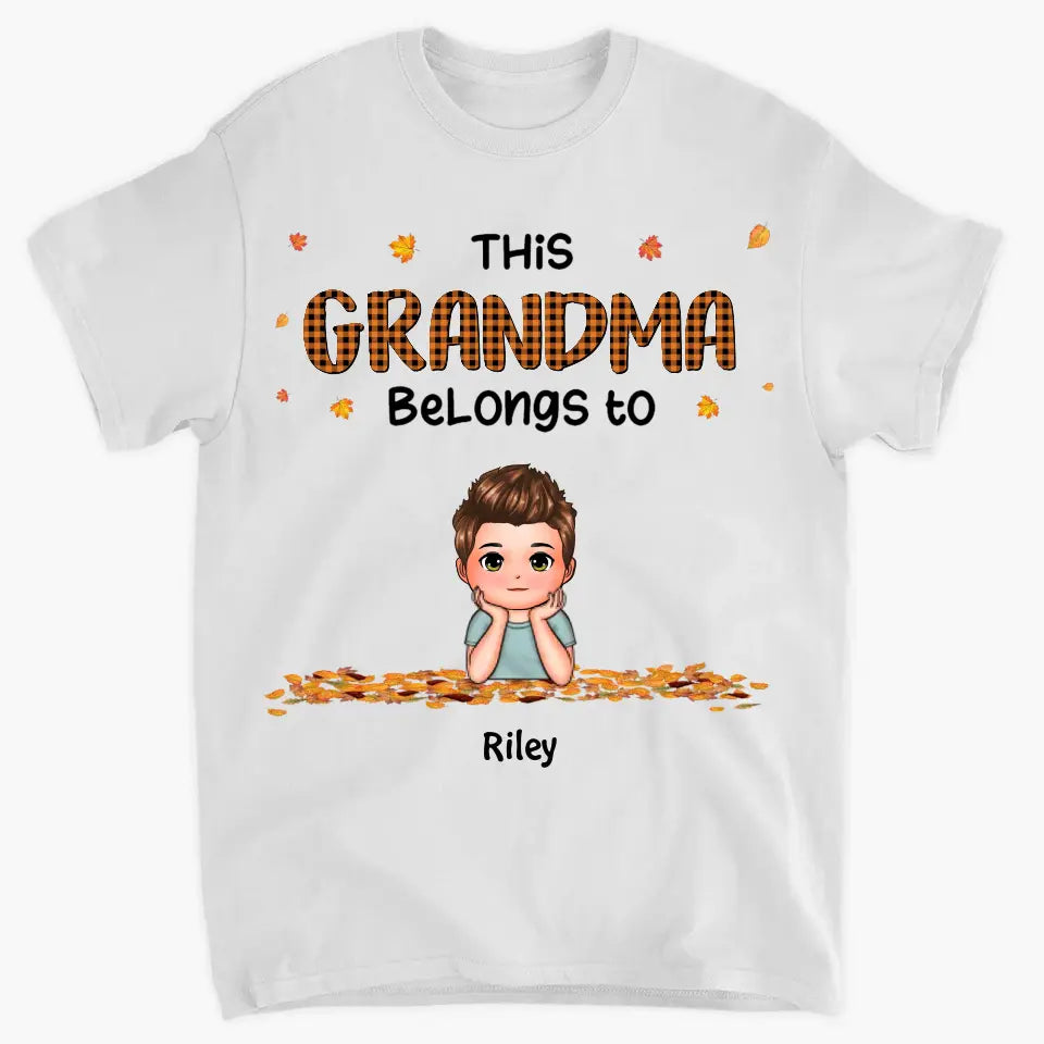 Personalized Custom T-shirt - Gift For Grandma - This Grandma Belongs To Her Grandkids Fall