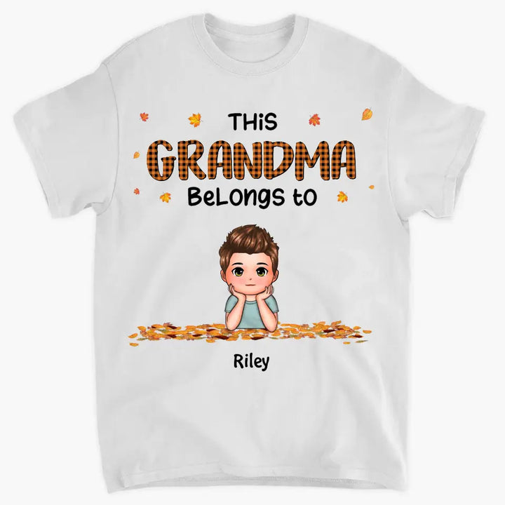 Personalized Custom T-shirt - Gift For Grandma - This Grandma Belongs To Her Grandkids Fall