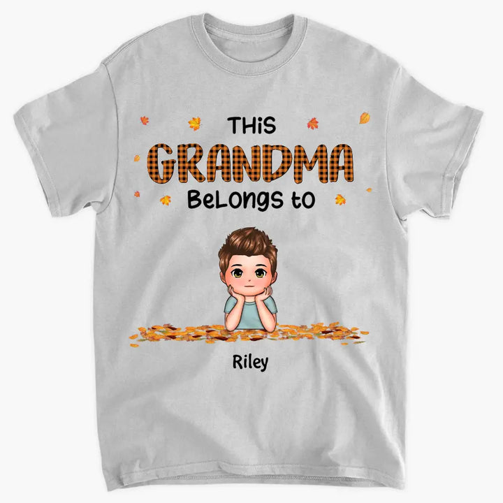 Personalized Custom T-shirt - Gift For Grandma - This Grandma Belongs To Her Grandkids Fall