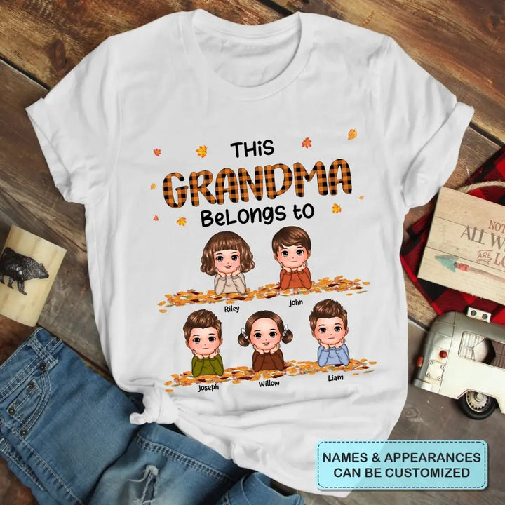 Personalized Custom T-shirt - Gift For Grandma - This Grandma Belongs To Her Grandkids Fall