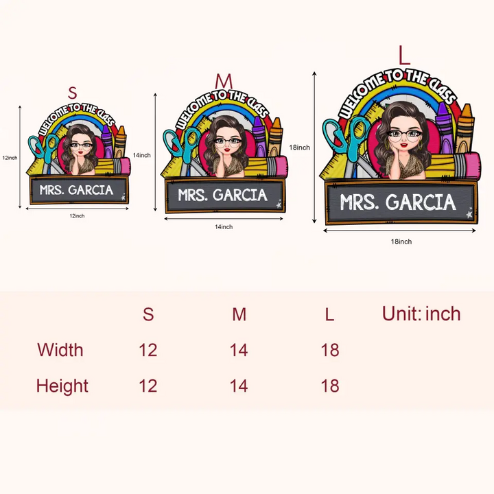 Personalized Custom Door Sign - Teacher's Day, Appreciation Gift For Teacher - Rainbow Class