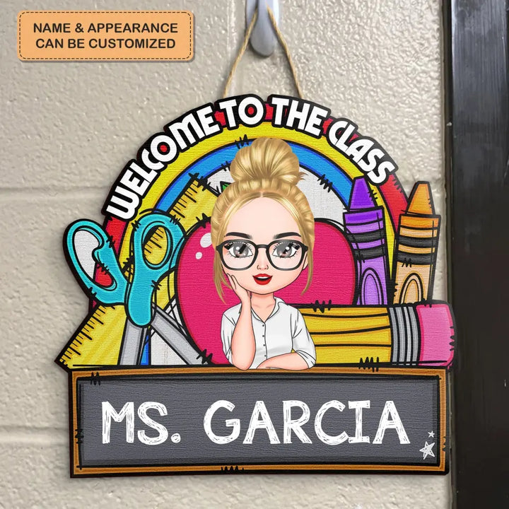 Personalized Custom Door Sign - Teacher's Day, Appreciation Gift For Teacher - Rainbow Class