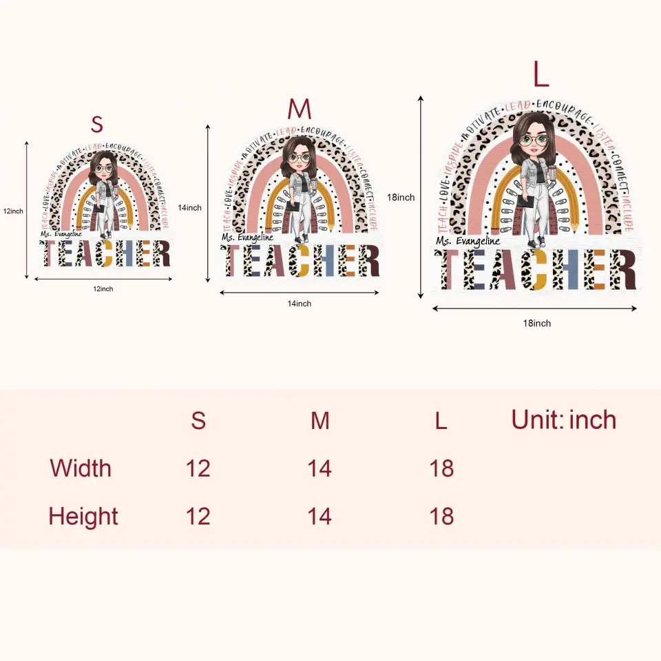 Personalized Custom Door Sign - Teacher's Day, Appreciation Gift For Teacher - Teach Love Inspire