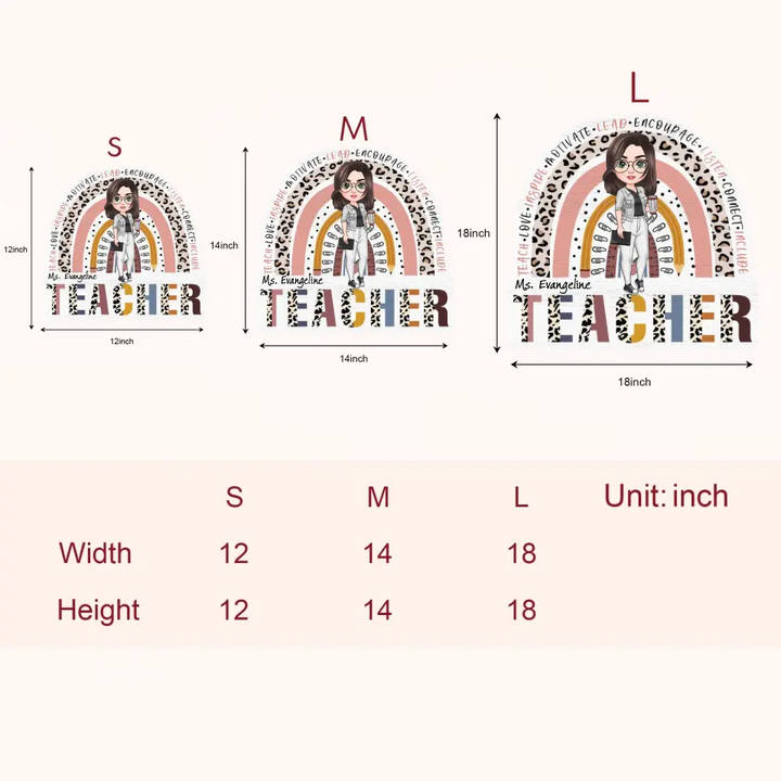 Personalized Custom Door Sign - Teacher's Day, Appreciation Gift For Teacher - Teach Love Inspire