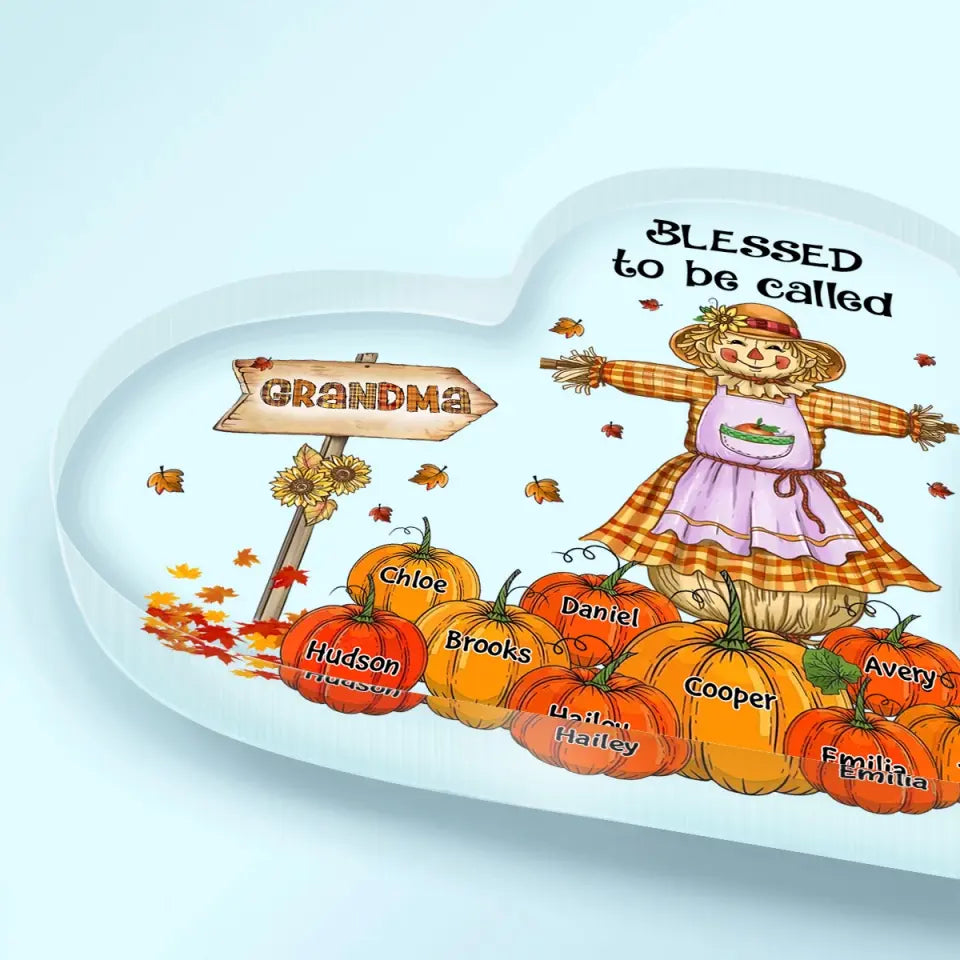 Personalized Custom Heart-shaped Acrylic Plaque - Mother's Day Gift For Mom, Grandma - Blessed To Be Called Nana