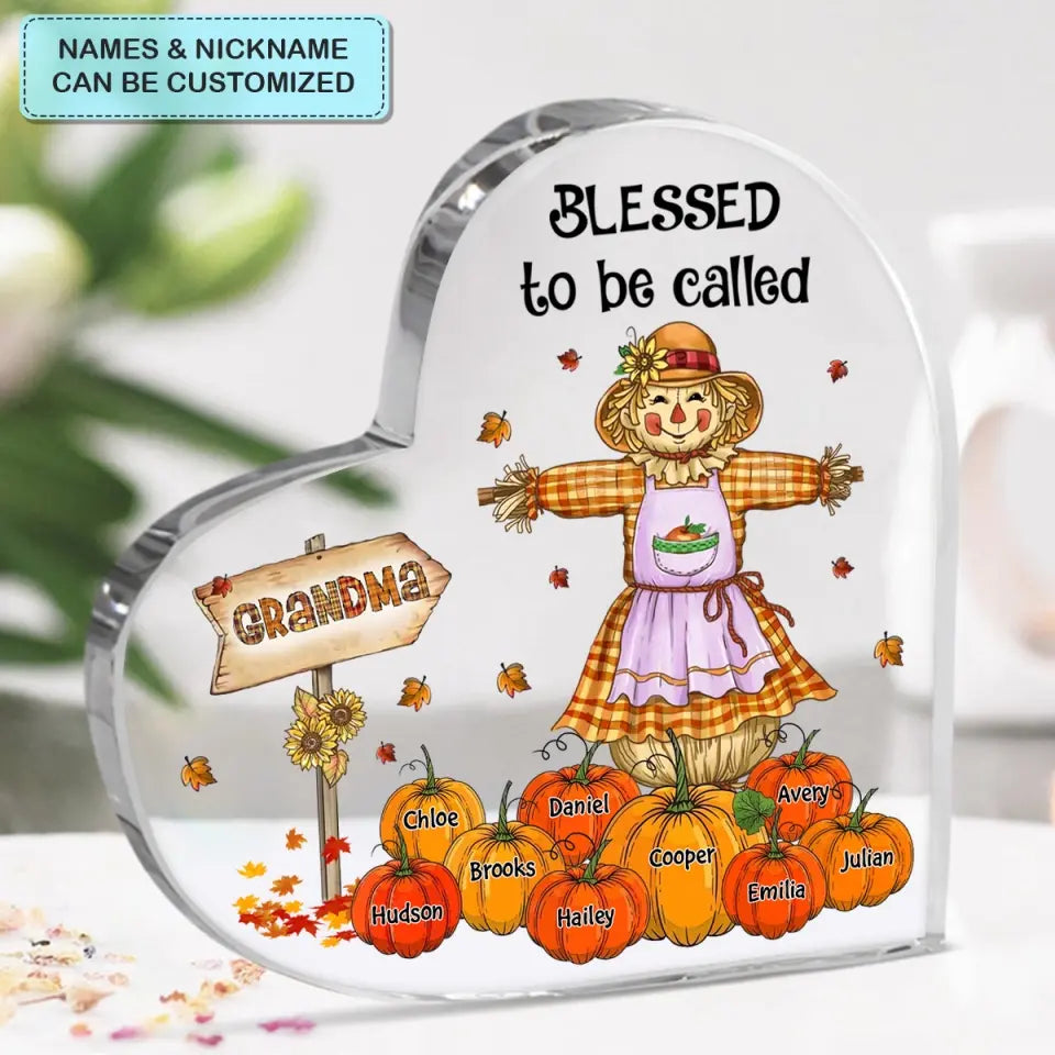 Personalized Custom Heart-shaped Acrylic Plaque - Mother's Day Gift For Mom, Grandma - Blessed To Be Called Nana
