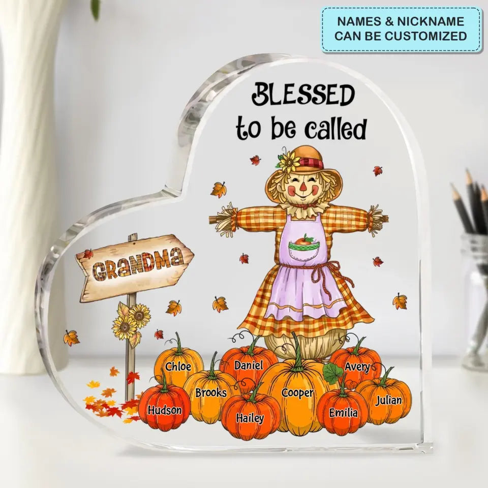Personalized Custom Heart-shaped Acrylic Plaque - Mother's Day Gift For Mom, Grandma - Blessed To Be Called Nana