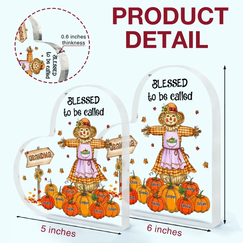 Personalized Custom Heart-shaped Acrylic Plaque - Mother's Day Gift For Mom, Grandma - Blessed To Be Called Nana