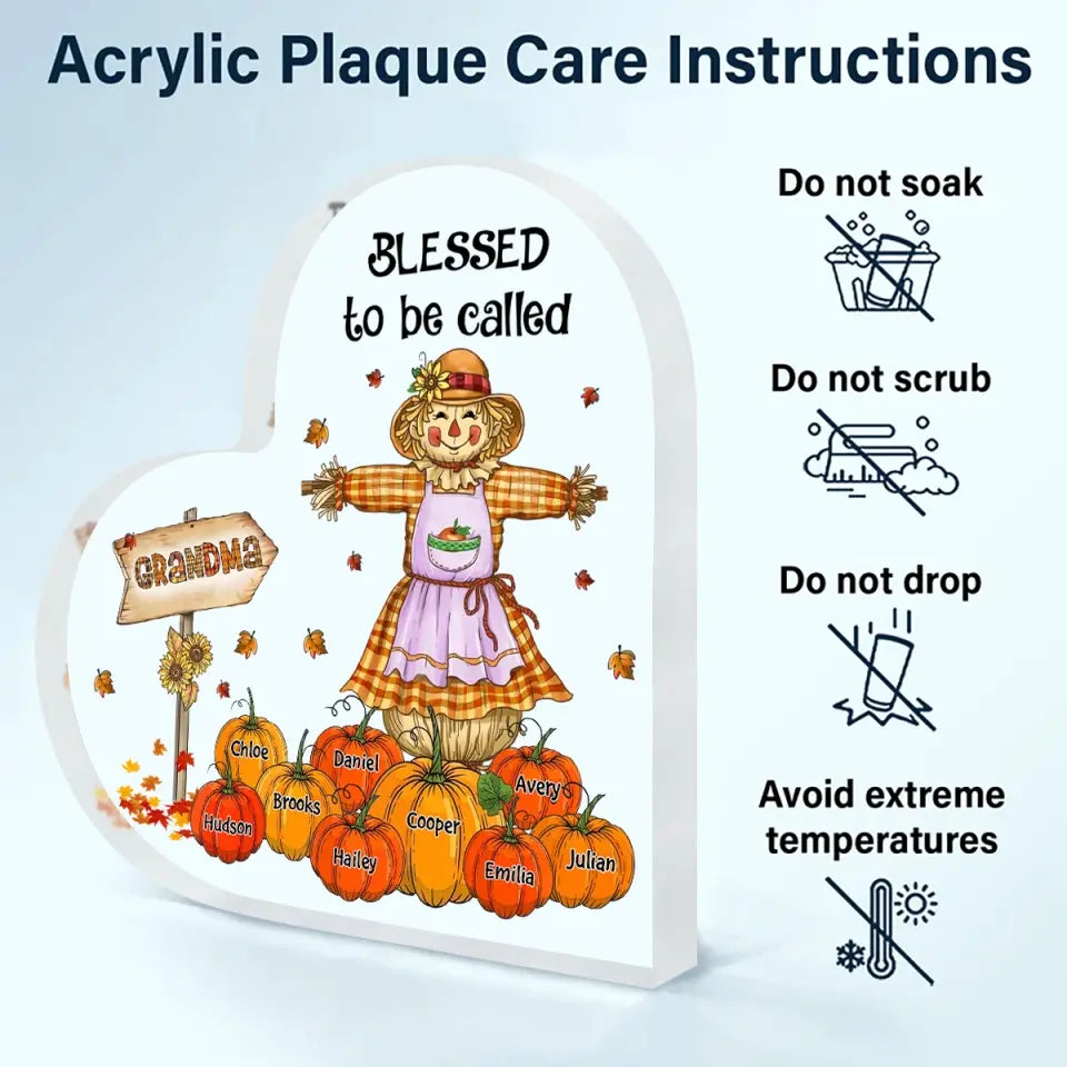 Personalized Custom Heart-shaped Acrylic Plaque - Mother's Day Gift For Mom, Grandma - Blessed To Be Called Nana