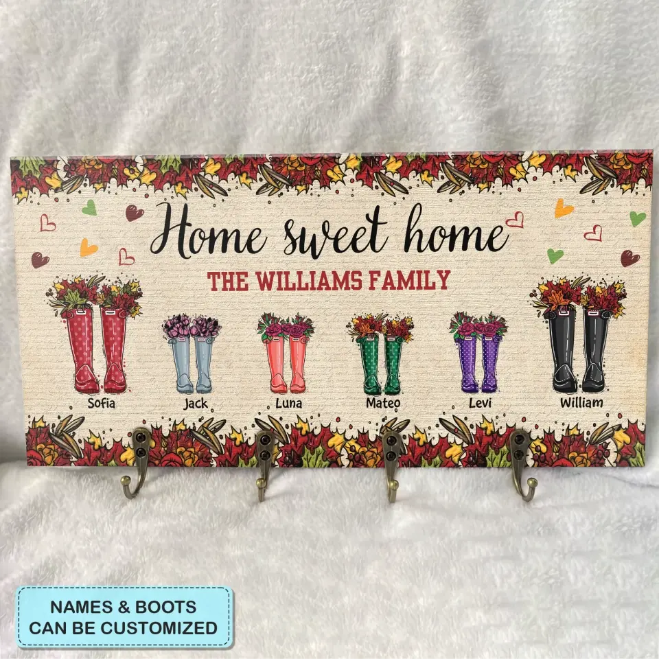 Personalized Custom Key Holder - Mother's Day, Father's Day Gift For Mom, Dad, Family Member - Home Sweet Home Fall Vibe