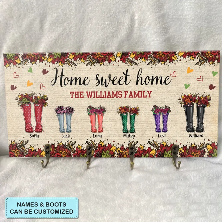 Personalized Custom Key Holder - Mother's Day, Father's Day Gift For Mom, Dad, Family Member - Home Sweet Home Fall Vibe