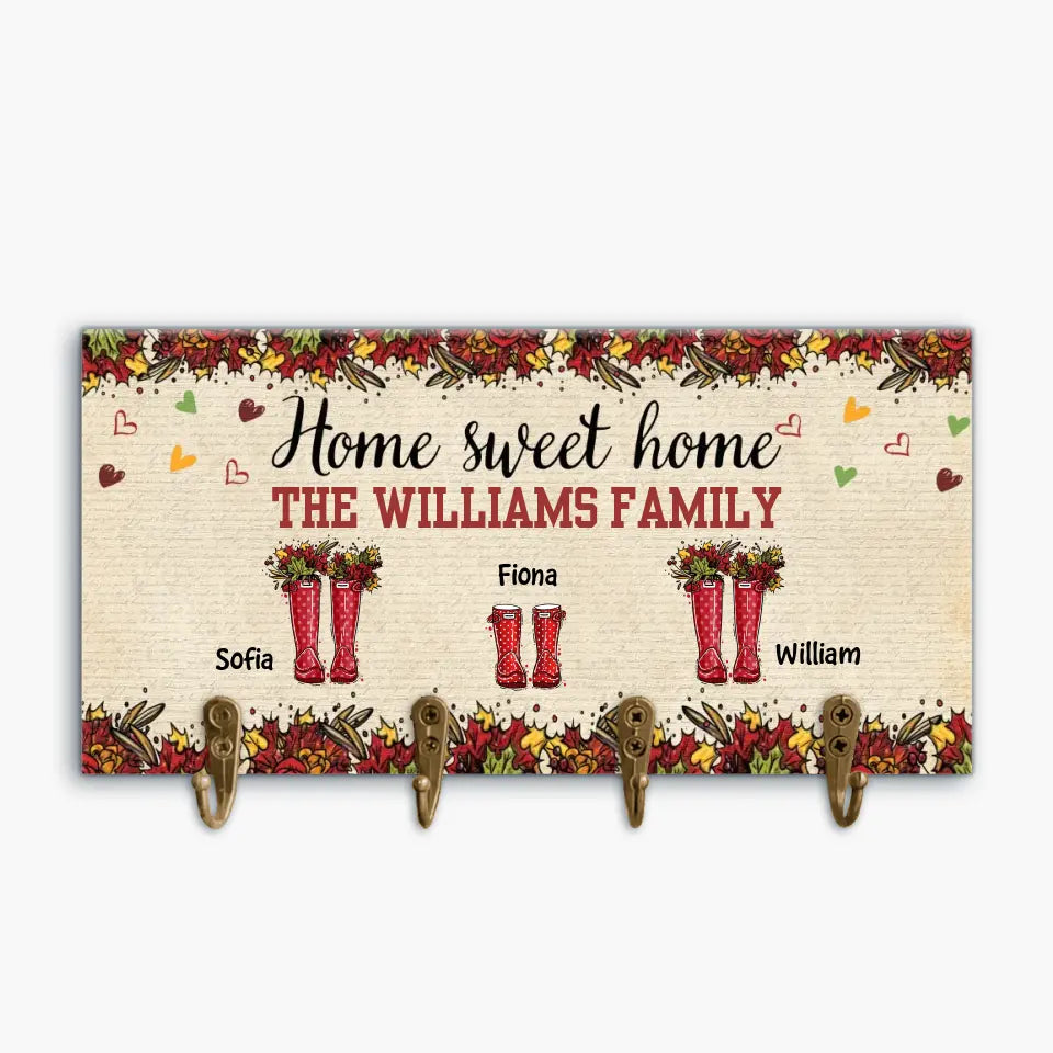 Personalized Custom Key Holder - Mother's Day, Father's Day Gift For Mom, Dad, Family Member - Home Sweet Home Fall Vibe