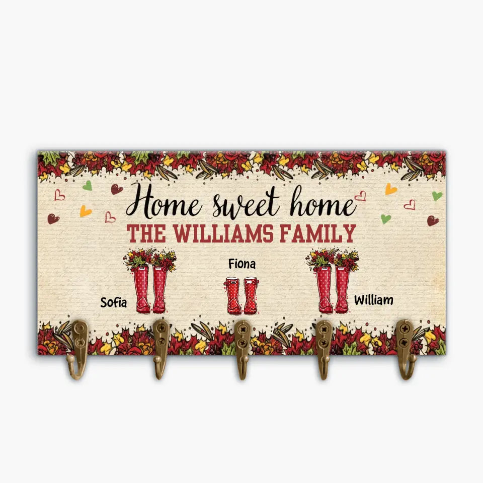 Personalized Custom Key Holder - Mother's Day, Father's Day Gift For Mom, Dad, Family Member - Home Sweet Home Fall Vibe