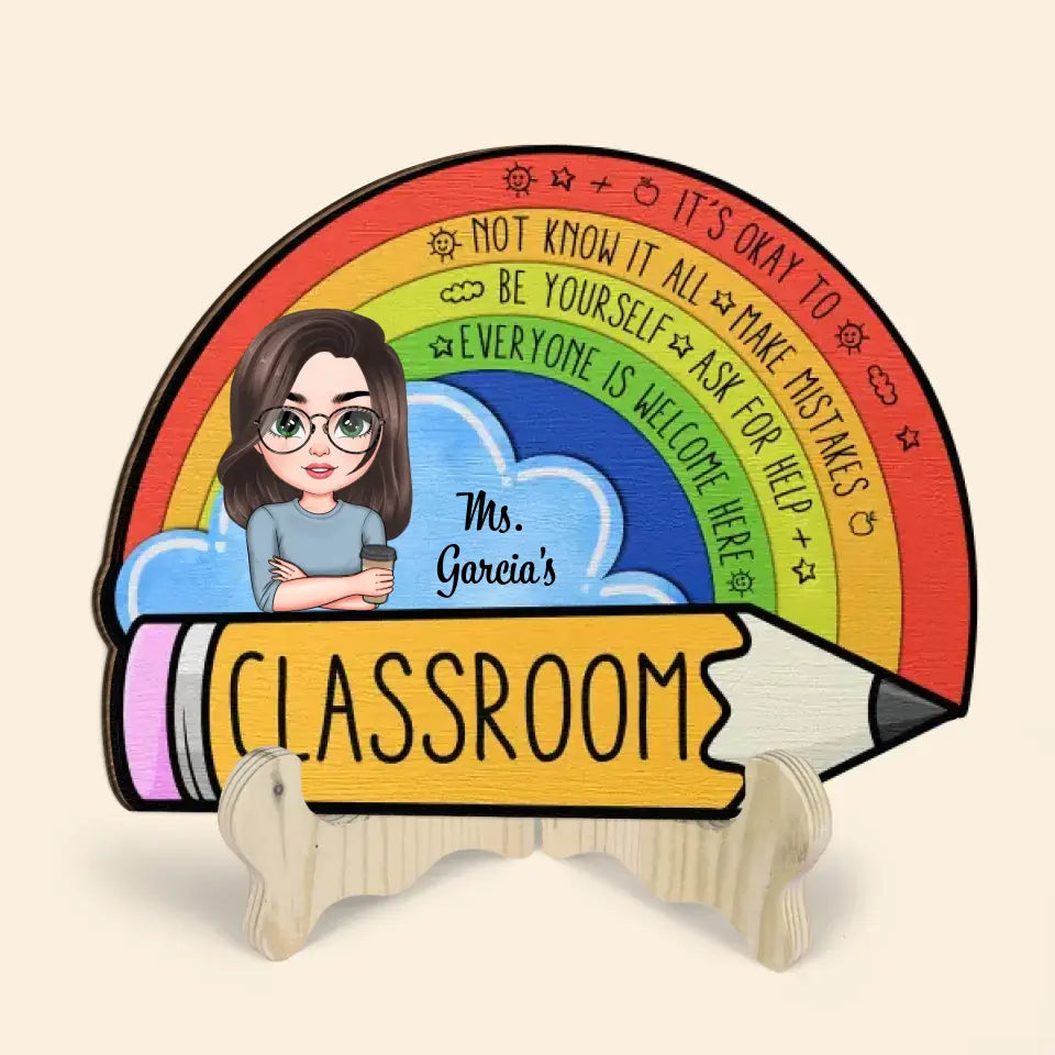 Personalized Custom 1 Layer Wooden Sign - Teacher's Day, Appreciation Gift For Teacher - Everyone Is Welcome Here