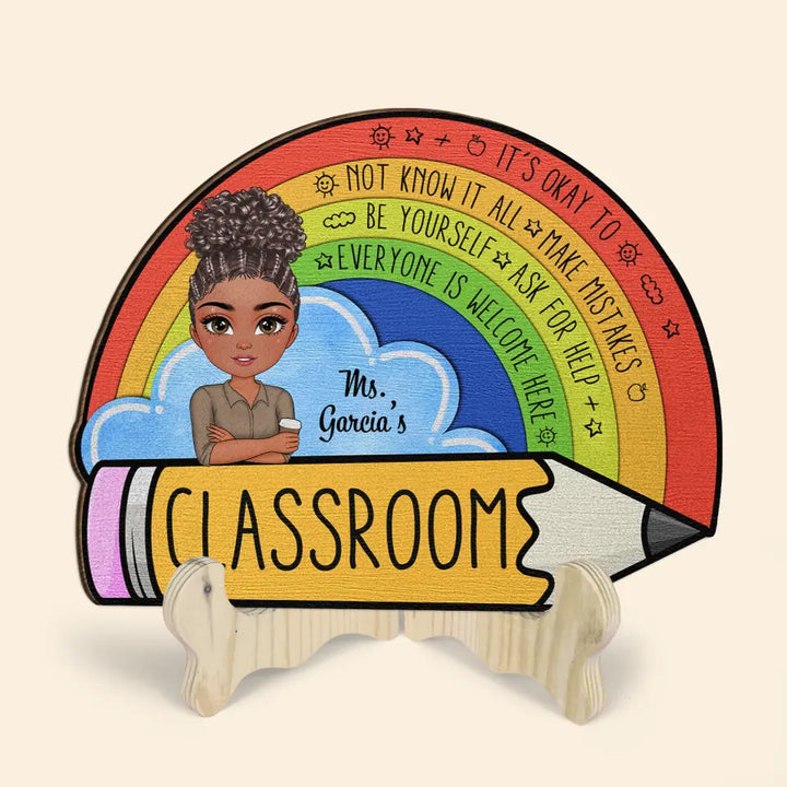 Personalized Custom 1 Layer Wooden Sign - Teacher's Day, Appreciation Gift For Teacher - Everyone Is Welcome Here