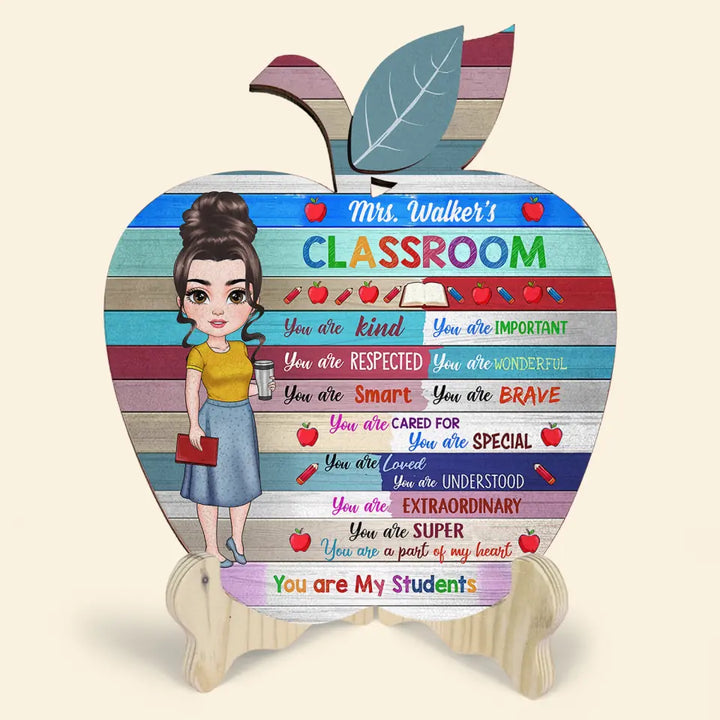 Personalized Custom 1 Layer Wooden Sign - Teacher's Day, Appreciation Gift For Teacher - Teacher Apple