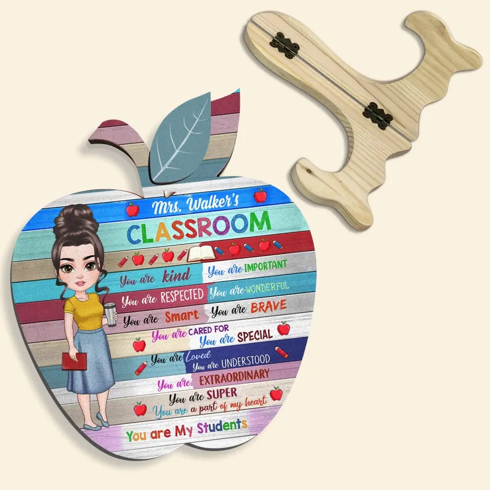 Personalized Custom 1 Layer Wooden Sign - Teacher's Day, Appreciation Gift For Teacher - Teacher Apple