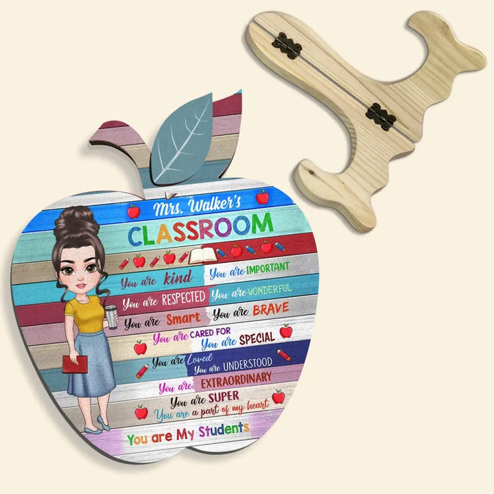 Personalized Custom 1 Layer Wooden Sign - Teacher's Day, Appreciation Gift For Teacher - Teacher Apple